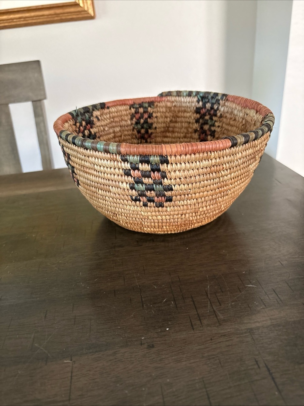 Antique  Deep Woven Grass Basket Handmade Hausa basket from northern Nigeria
